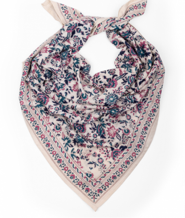 Foulard fleuri blanc