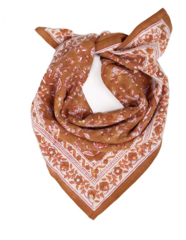 Petit Foulard fleuri terracotta