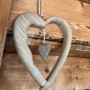 Suspension cœur en bois