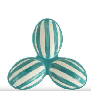 Plat aperitif rayé turquoise