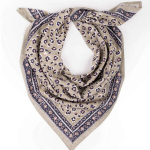 Foulard léopard vert d’eau et bleu - Bindi Atelier