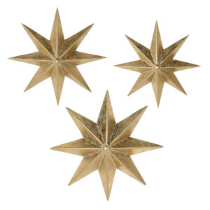 Set de 3 étoiles en métal finition laiton