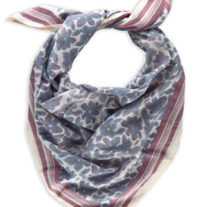 Foulard léopard bleu ciel et violet - Bindi Atelier