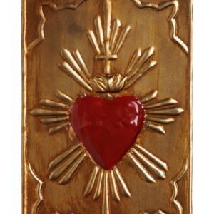 Plaque dorée ex-voto rouge