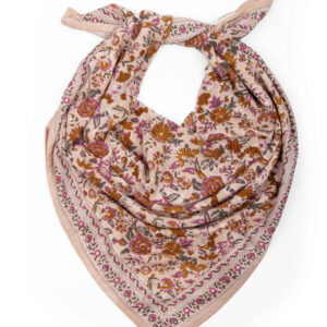 Foulard Rose doux & fleurs- Bindi Atelier