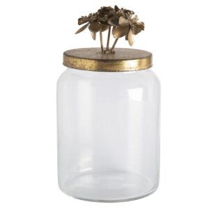 Grande bonbonnière en verre fleurie