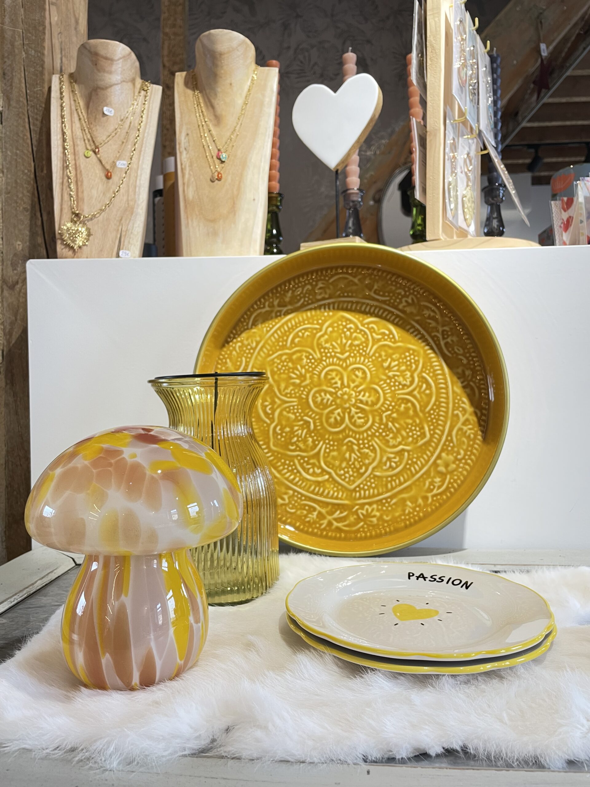 Lampe champignon moutarde