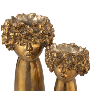 Cachepot Femme & Fleurs doré