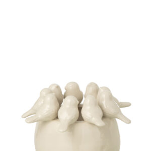 Vase oiseaux beige