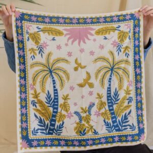 Foulard  Bleu et palmier - Bindi Atelier