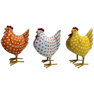 Poule à pois colorée jaune