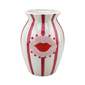 Vase bouche rayures blanches et rouges