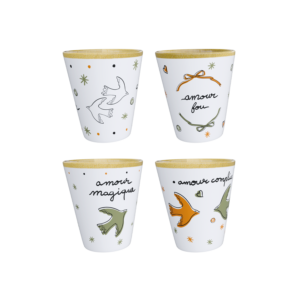 Ensemble 4 tasses Amour & Colombes