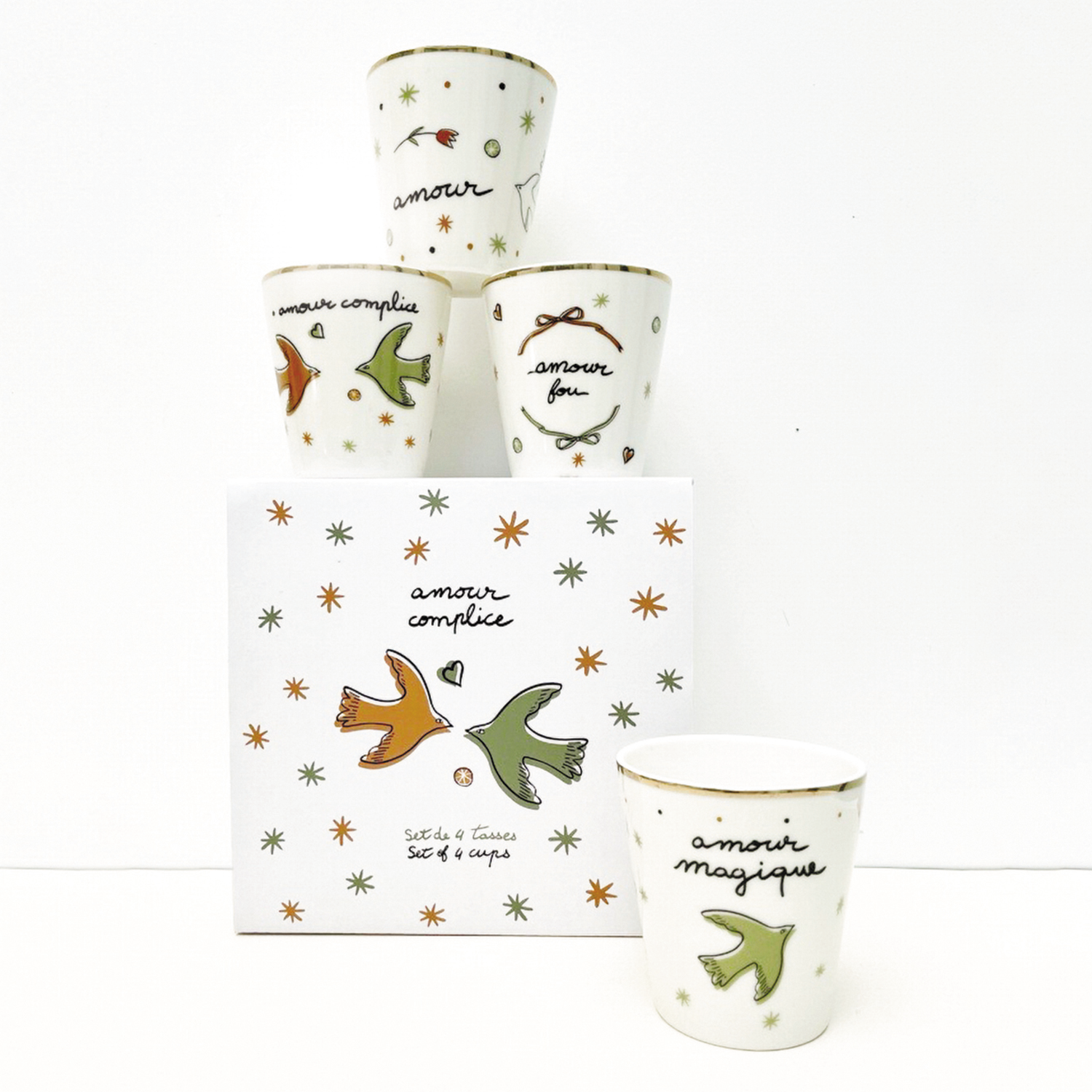 Ensemble 4 tasses Amour & Colombes – Image 2