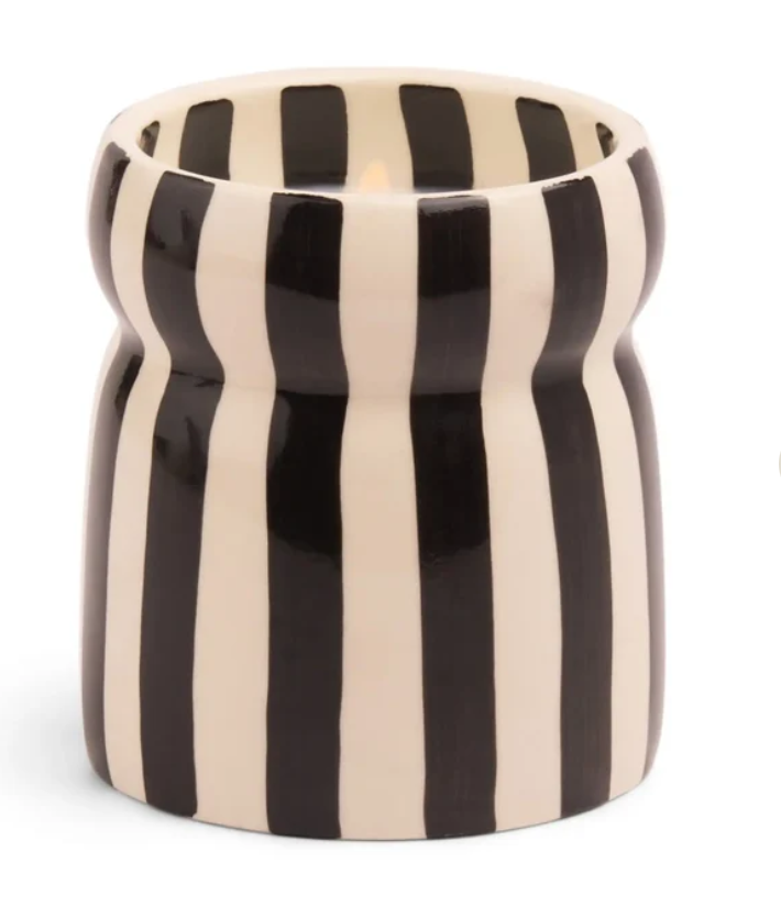 Bougie en céramique rayée