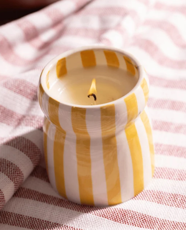 Bougie en céramique rayée – Image 2
