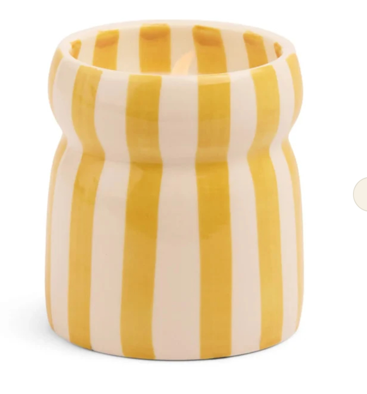 Bougie en céramique rayée