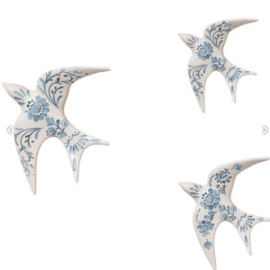 Ensemble de 3 Hirondelles à fleurs bleues