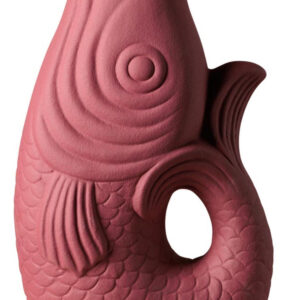 Vase poisson en grès framboise